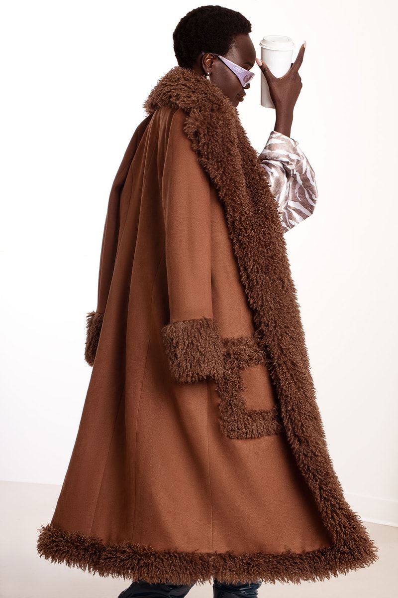 hanifa pink label congo capsule collection shearling coat