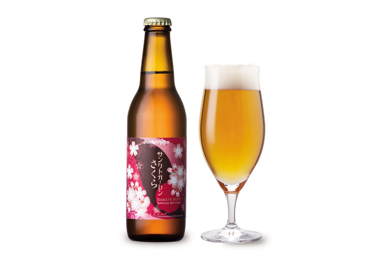 cherry blossom beer alcohol drink japan sankt gallen glass