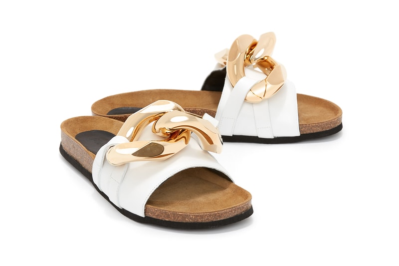 JW Anderson Chain Loafer Slide Gold Footwear Shoes White Lateral
