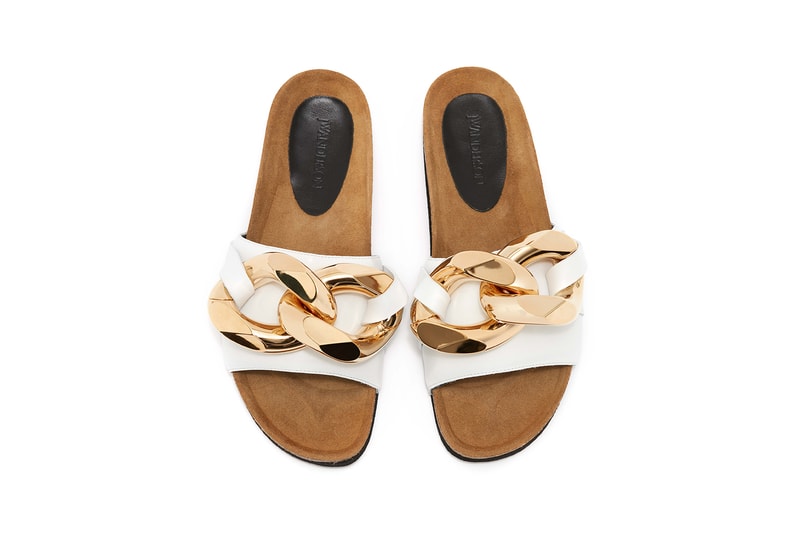 JW Anderson Chain Loafer Slide Gold Footwear Shoes White Aerial Birds Eye View Soles
