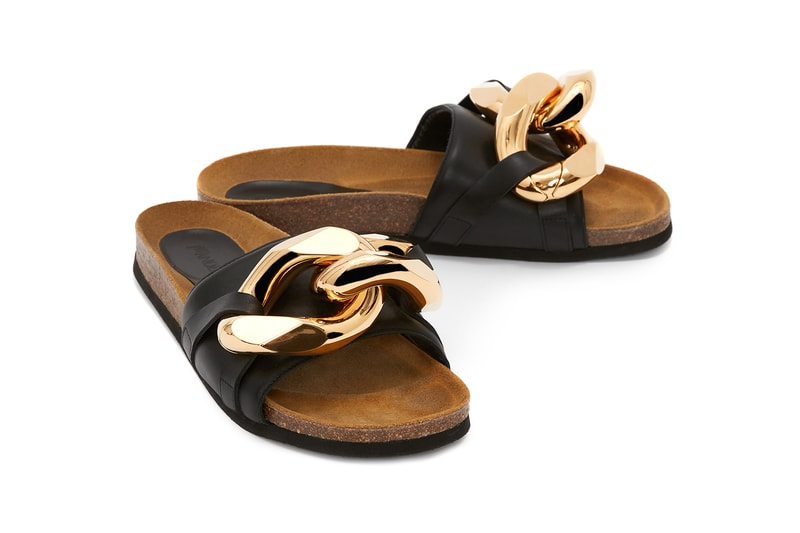 JW Anderson Chain Loafer Slide Gold Footwear Shoes Black Lateral
