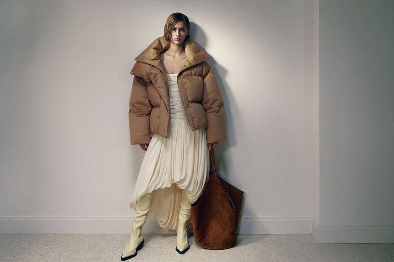 khaite fall winter 2021 fw21 collection lookbook draped dress puffer jacket