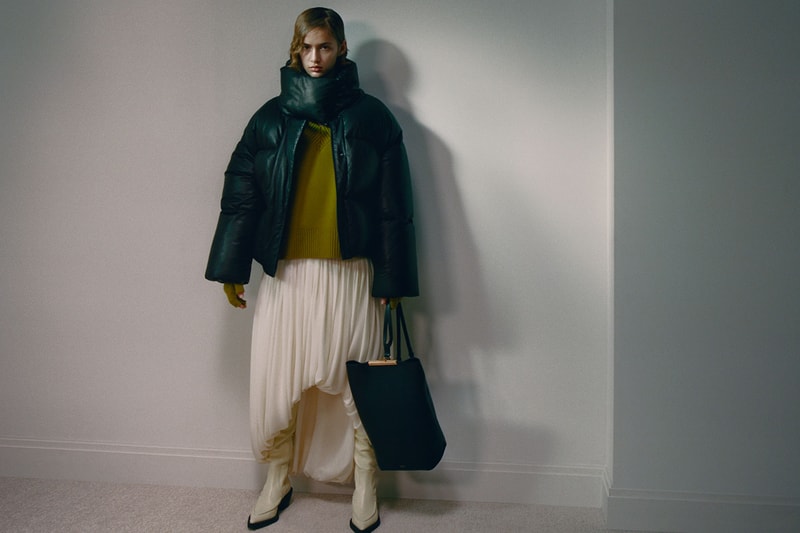 khaite fall winter 2021 fw21 collection lookbook draped dress puffer jacket