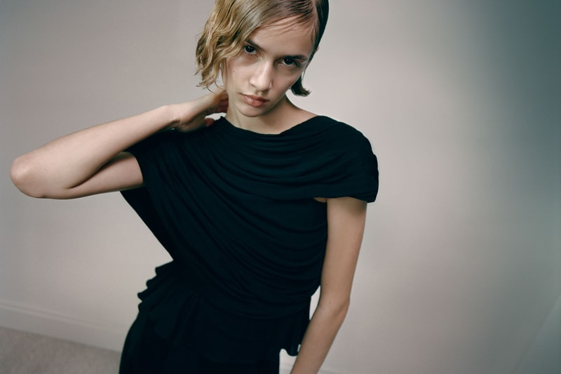 khaite fall winter 2021 fw21 collection lookbook draped black dress
