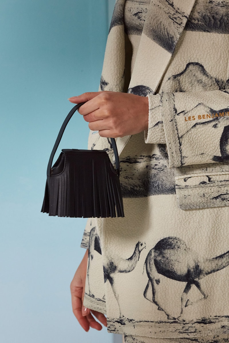 les benjamins silk road services spring summer collection campaign handbag jacket