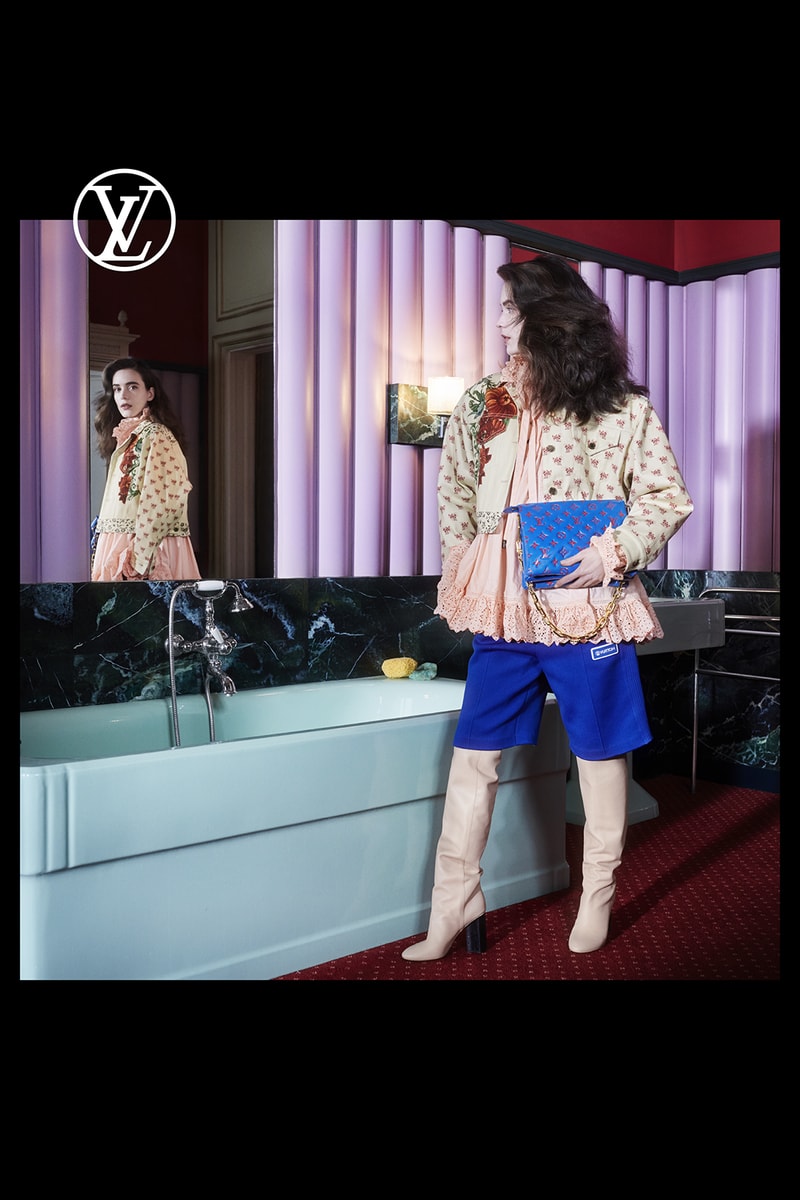 louis vuitton pre fall womens collection nicolas ghesquiere beige boots blue designer handbag outerwear jacket shorts top bath tub
