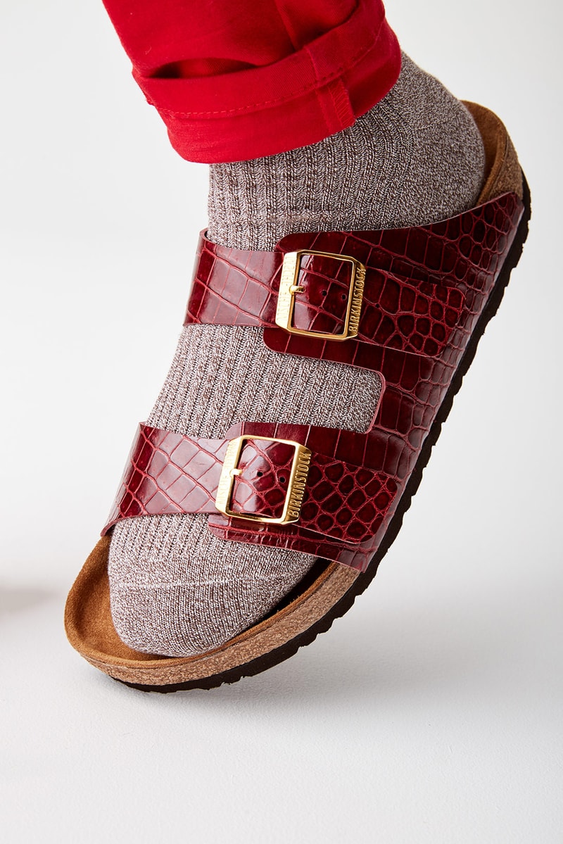 mschf birkenstock arizona sandals destroyed hermes birkin bags repurposed sustainable maroon socks red pants