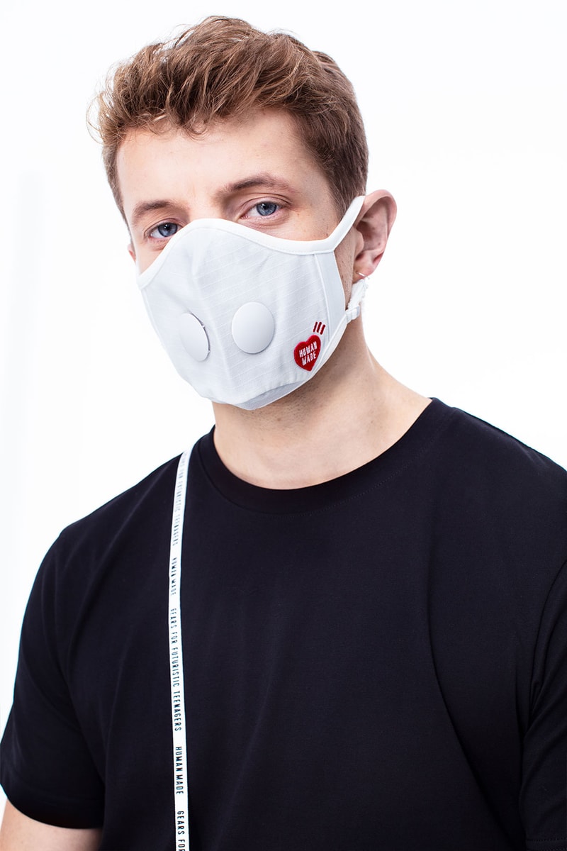 nigo human made airinum urban face mask 2.0 navy blue filter red heart logo