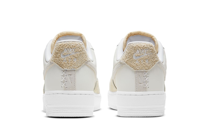 nike air force 1 af1 low beach white suede sand beige rear heel back