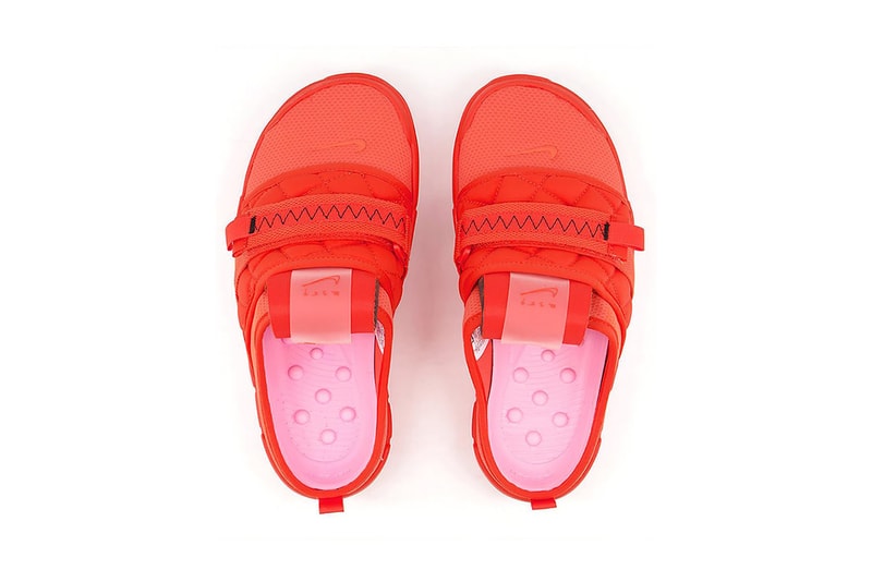 nike offline mules slides slip ons team orange colorway shoes footwear aerial birds eye view insole
