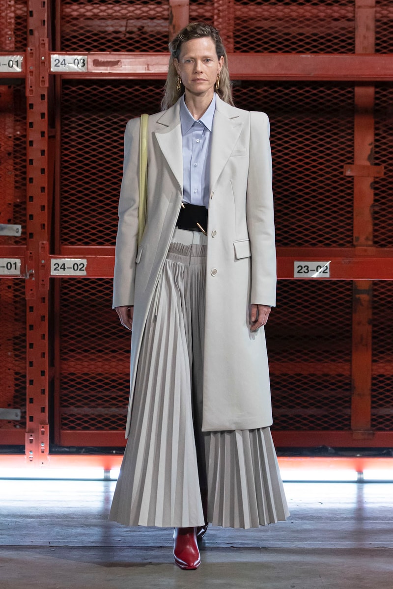 off white virgil abloh spring summer adam is eve collection imaginary tv digital runway show coat jacket outerwear pants gray shirt boots