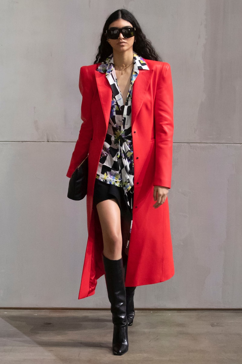 off white virgil abloh spring summer adam is eve collection imaginary tv digital runway show coat outerwear jacket shirt skirt boots bag shades