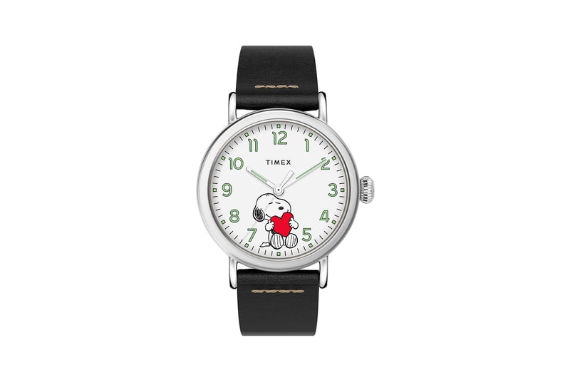 peanuts timex standard snoopy valentines day collaboration watches front black white