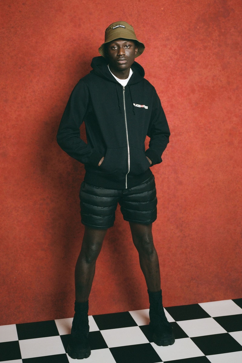 places plus faces 2021 first drop jacket bucket hat puffer shorts