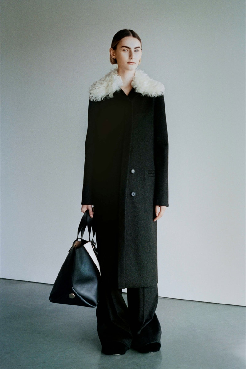 proenza schouler fall winter 2021 fw21 collection lookbook new york fashion week nyfw black coat trousers fur collar