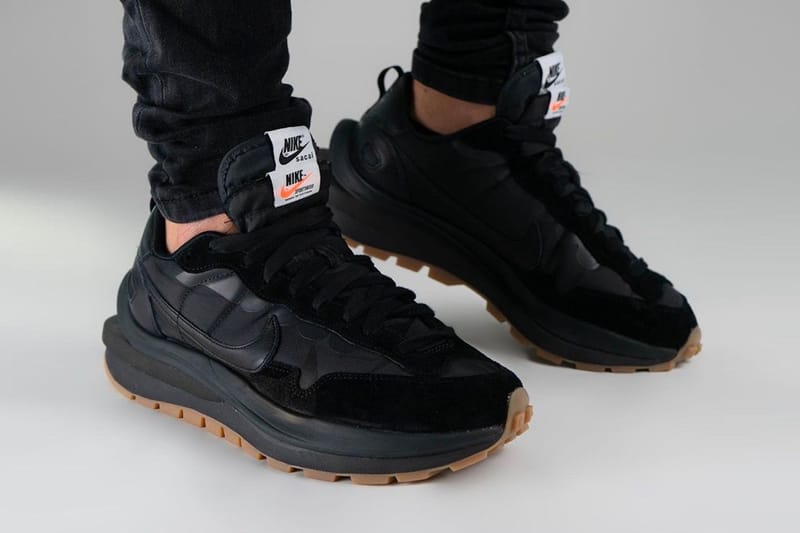 Here's an On-Foot Look at the sacai x Nike VaporWaffle "Black/Gum"