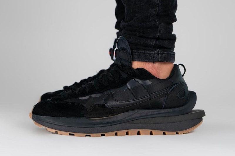 sacai nike vaporwaffle black gum sneakers collaboration colorway chitose abe footwear shoes sneakerhead kicks lateral