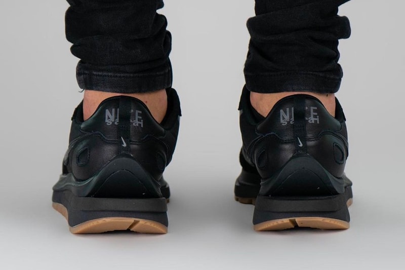 sacai nike vaporwaffle black gum sneakers collaboration colorway chitose abe footwear shoes sneakerhead kicks heel