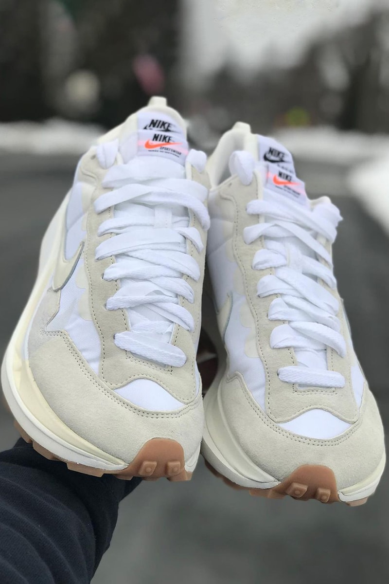 sacai nike vaporwaffle sail white gum collaboration details upper toe box laces tongue