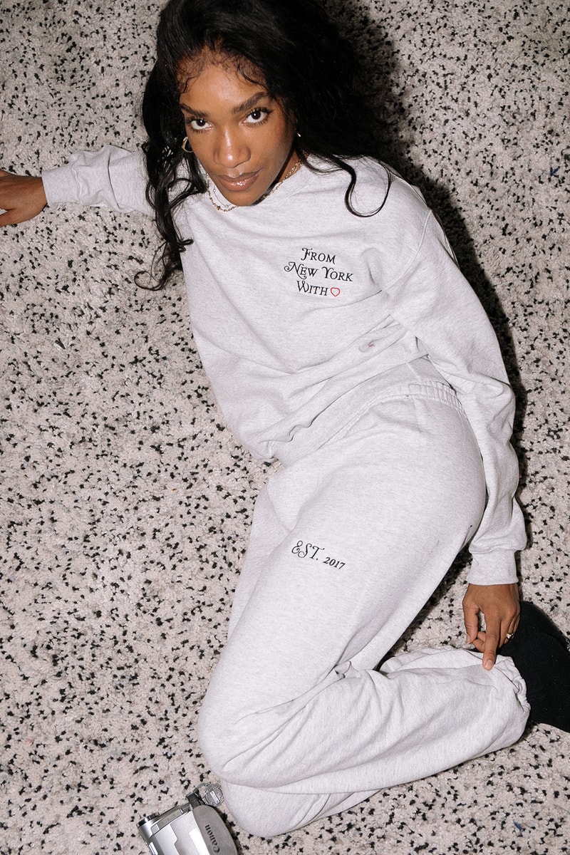 sad girls club from ny with love loungewear collection black history month crewneck sweater sweatpants gray socks