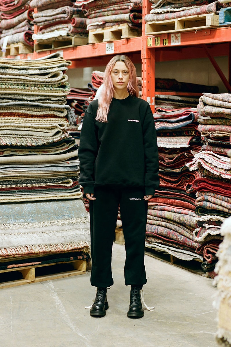saintwoods sw 011 collection black hoodie sweatpants carpets rugs