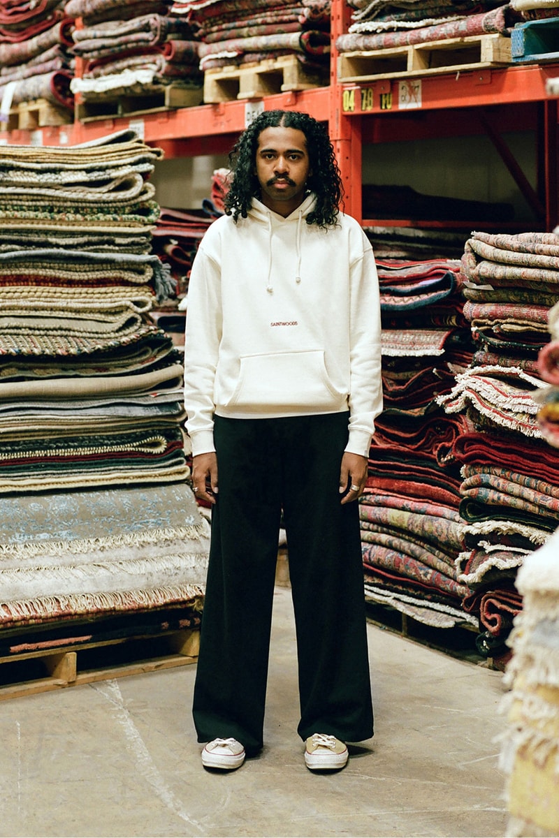 saintwoods sw 011 collection menswear white logo hoodie pants