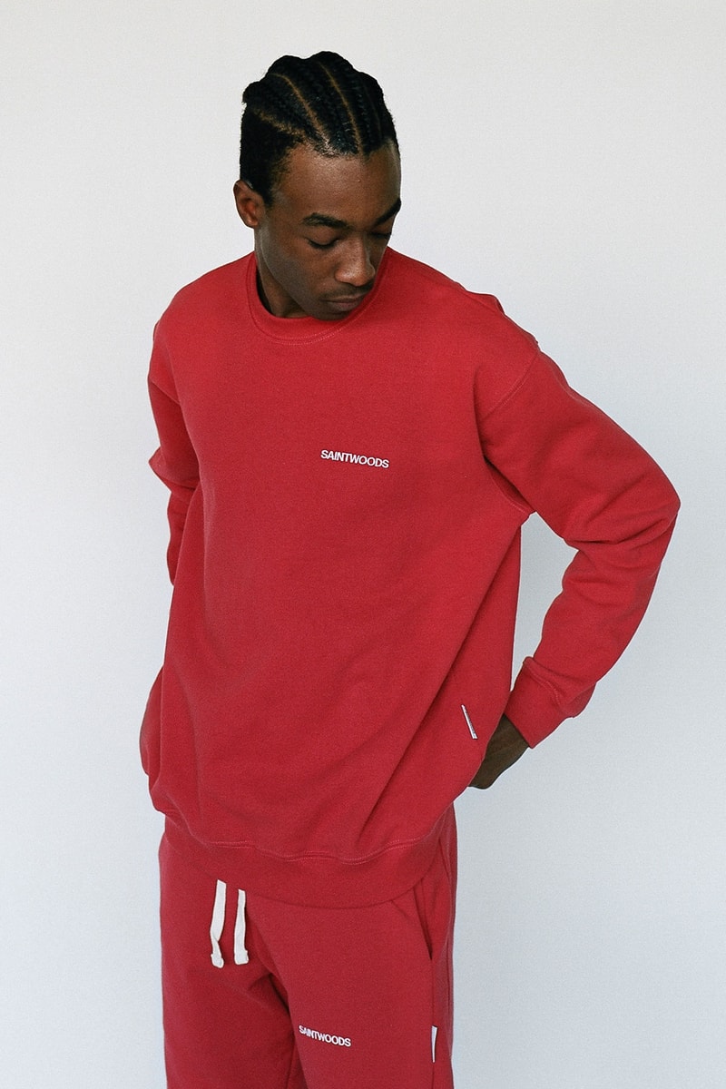 saintwoods sw 011 collection menswear red sweatshirt pants