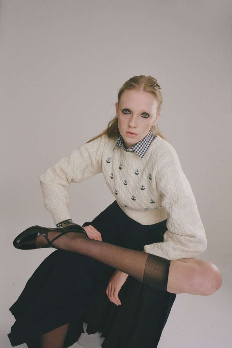 sandy liang fall winter 2021 fw21 collection knit sweater gingham check shirt