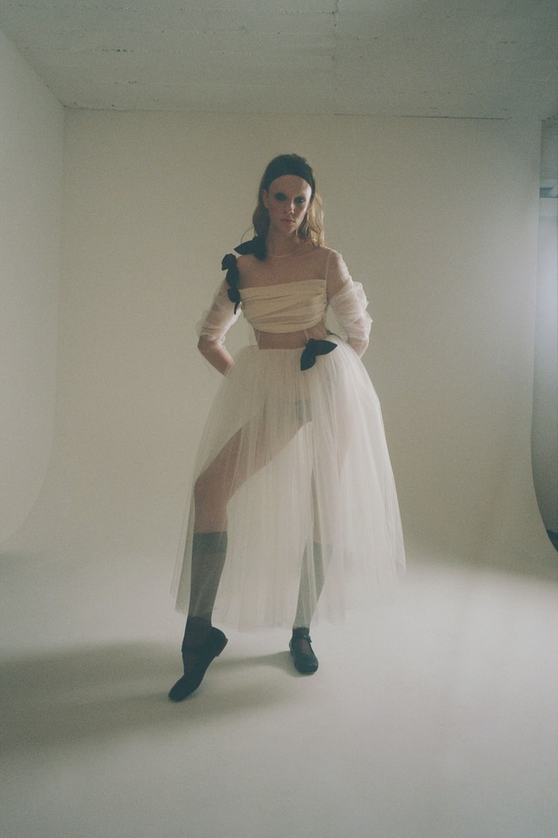 sandy liang fall winter 2021 fw21 collection tulle sheer dress white