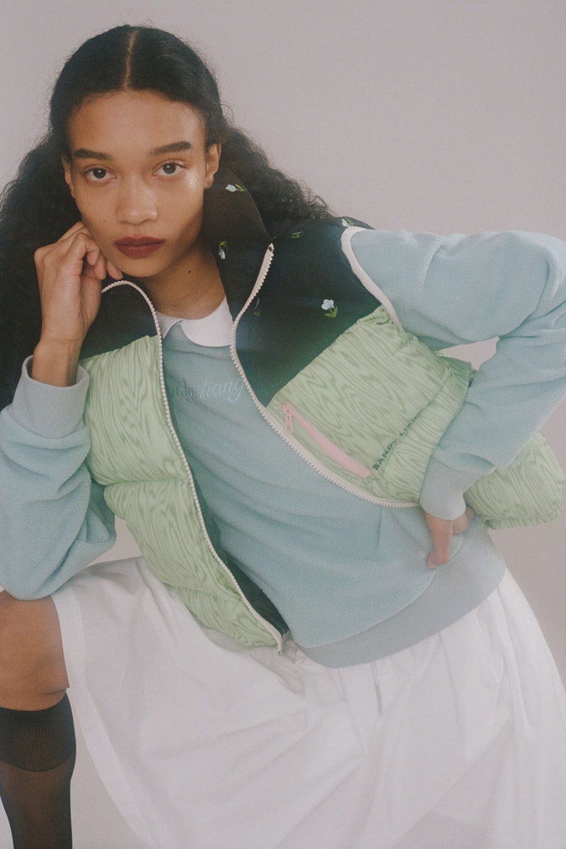 sandy liang fall winter 2021 fw21 collection puffer vest fleece sweatshirt skirt