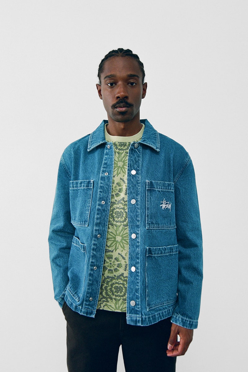 stussy spring 2021 collection lookbook womenswear denim jacket logo shirt sweater