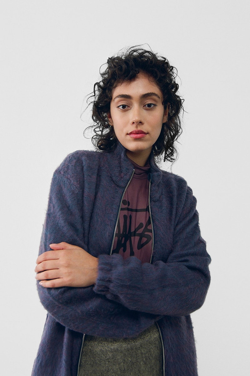 stussy spring 2021 collection lookbook womenswear fleece jacket knitwear logo tshirt