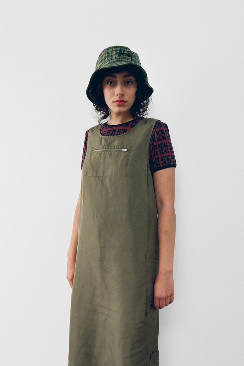 stussy spring 2021 collection lookbook womenswear dress tshirt bucket hat