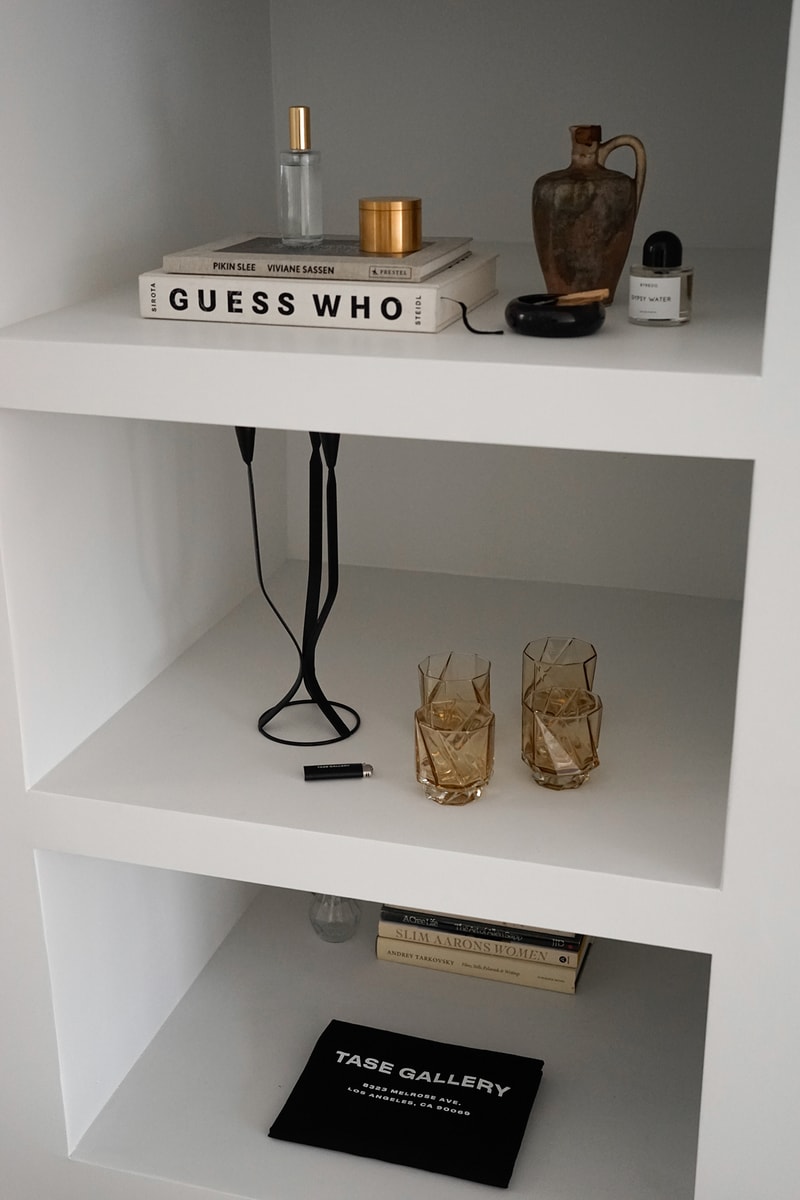 Tase Gallery Jessie Andrews Los Angeles Art Community Retail Space Interior Design Exhibition Shelf Decor