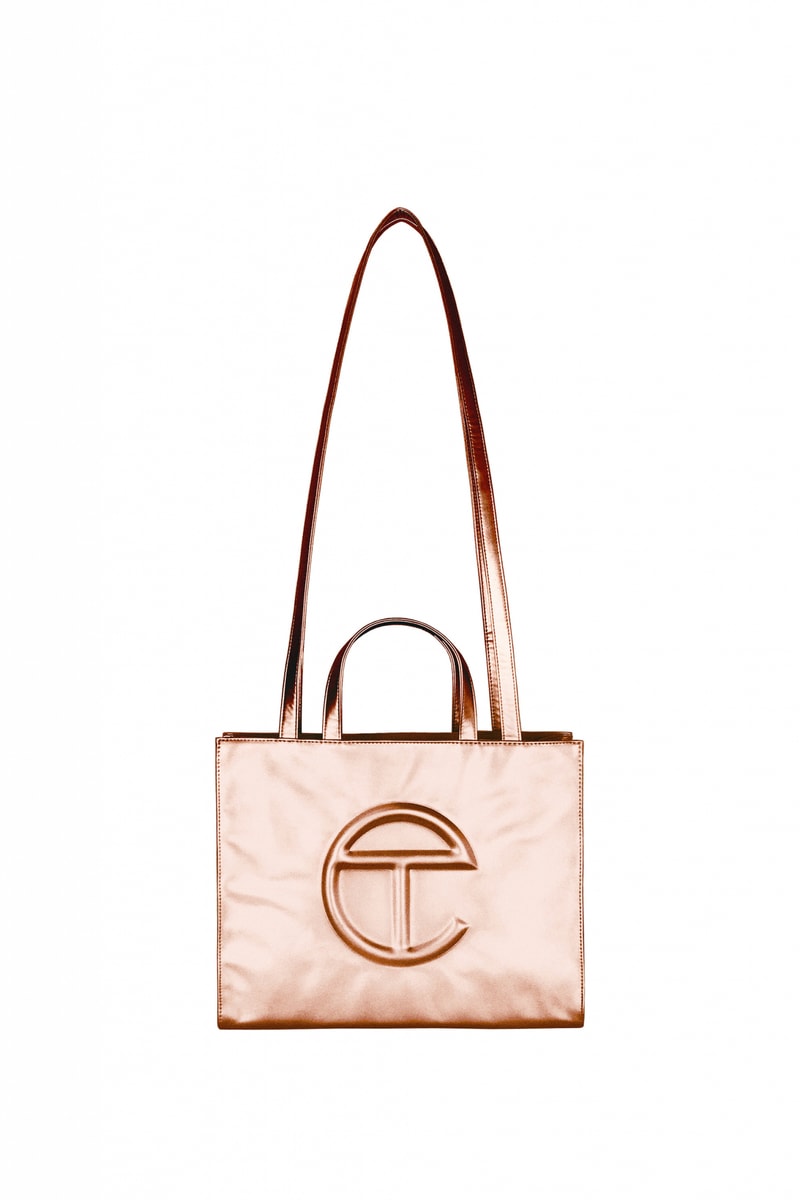 Telfar Signature Logo Tote Bag "Copper" Release Gold Shimmery Drop 
