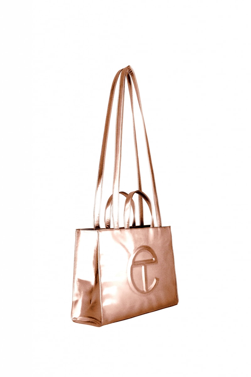 Telfar Signature Logo Tote Bag "Copper" Release Gold Shimmery Drop 