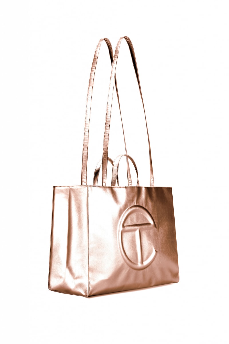 Telfar Signature Logo Tote Bag "Copper" Release Gold Shimmery Drop 