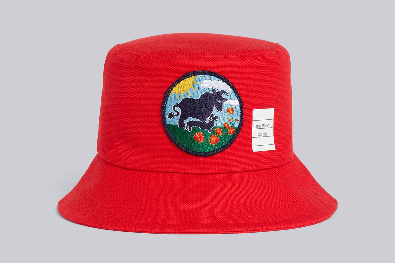thom browne lunar new year capsule collection ox bucket hat scarf patch price where to buy