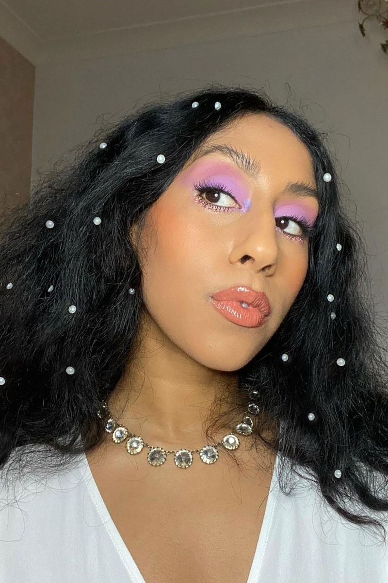 valentines day makeup hair hairstyle ideas nude lipstick purple eyeshadow curly red liner nails