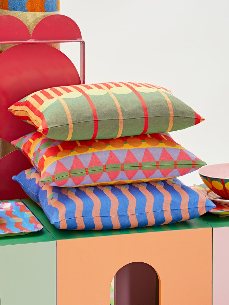yinka ilori homeware design stool cushion stripes side table