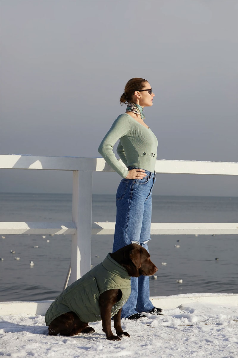 zara pets dogs collection khaki coat snow