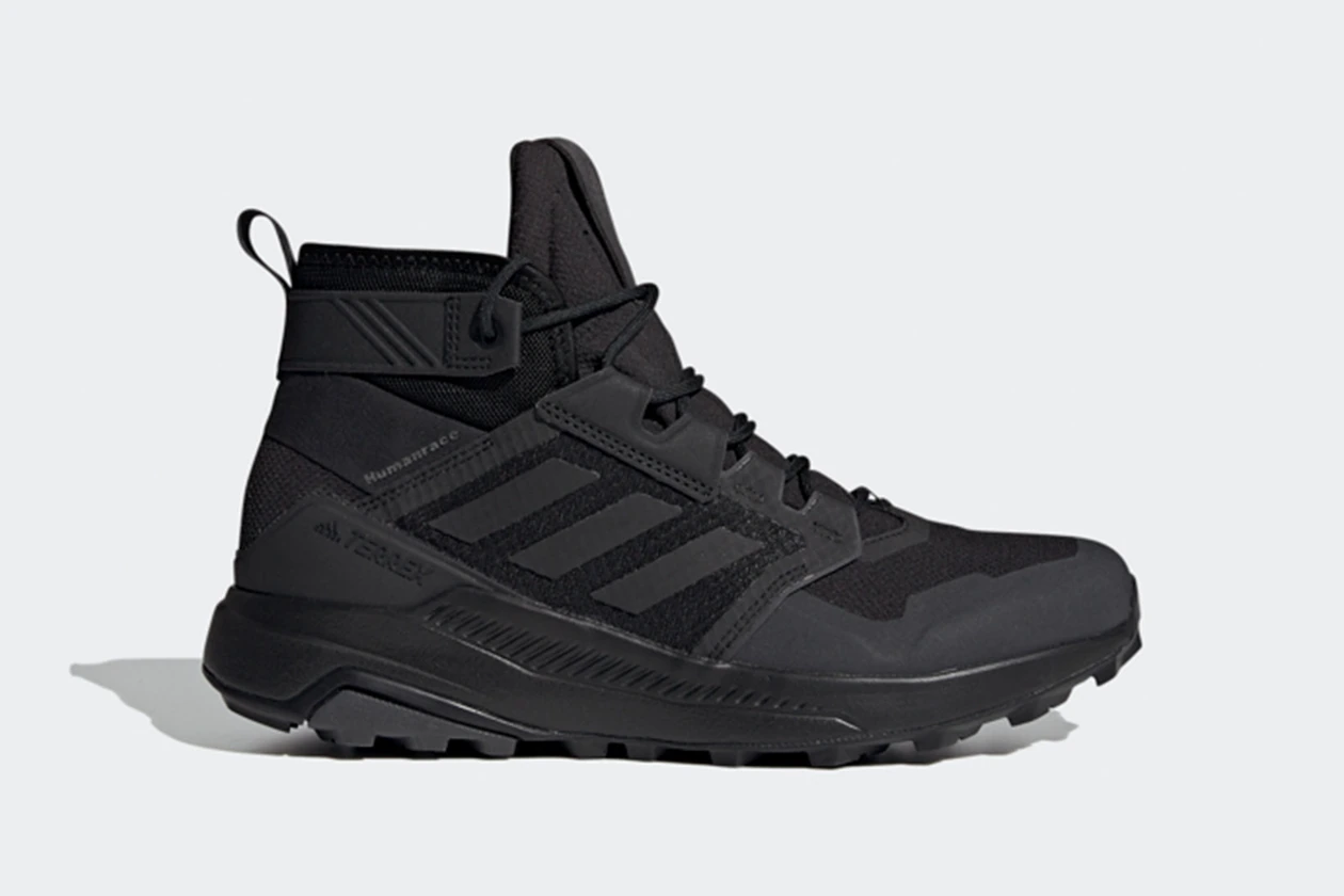 pharrell williams adidas pw triple black collaboration hu nmd terrex freehiker sneakers boots release where to buy