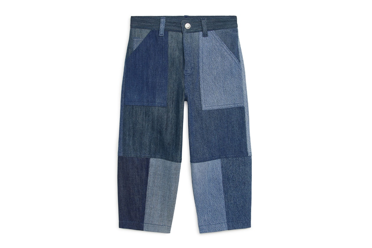 arket patchwork denim jeans sustainable post-consumer reycled shirts trousers tote bag