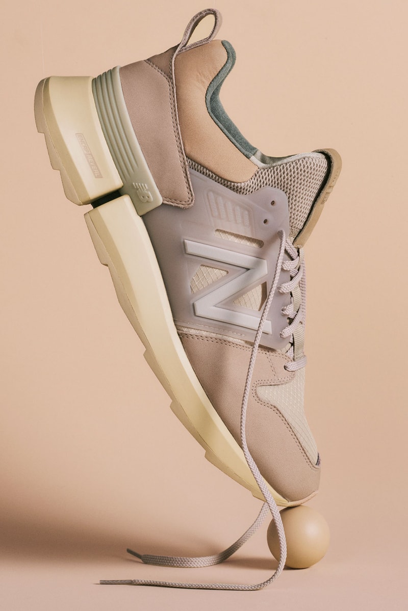 auralee new balance tokyo design studio rc 2 sneakers collaboration nude pink olive green kicks sneakerhead footwear shoes lateral