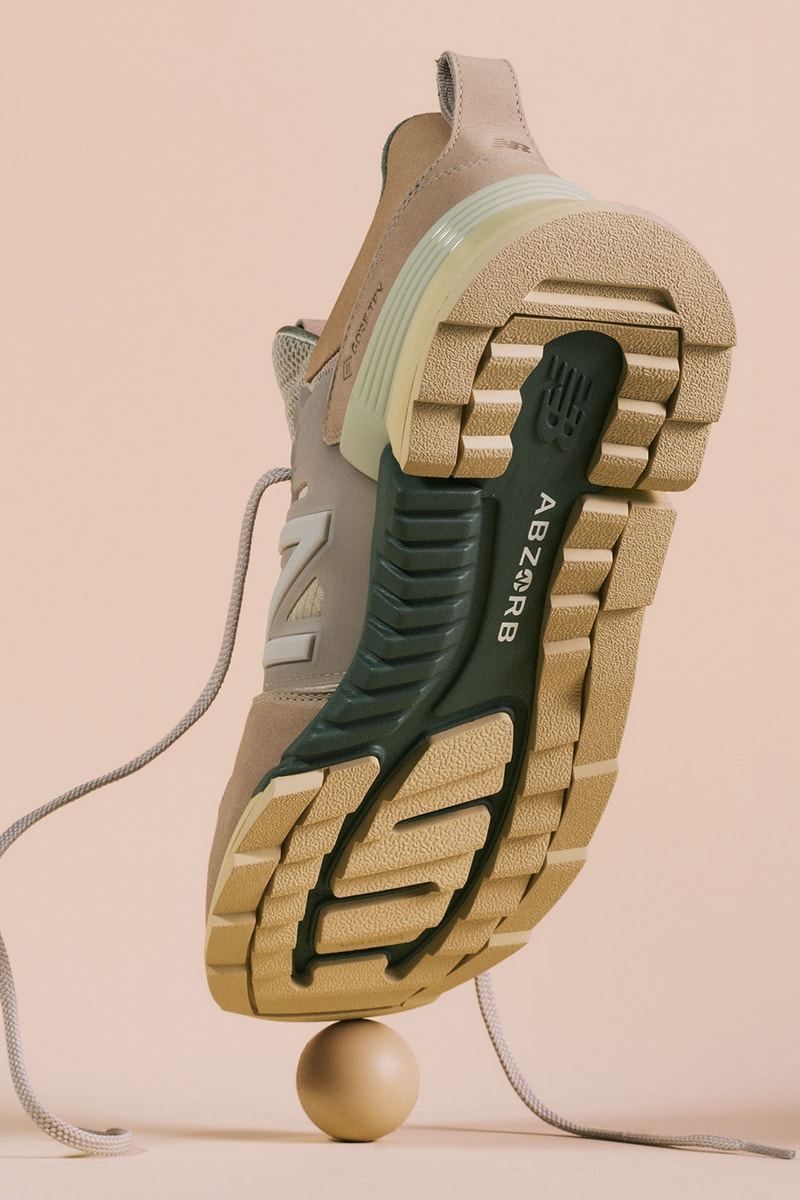 auralee new balance tokyo design studio rc 2 sneakers collaboration nude pink olive green kicks sneakerhead footwear shoes heel