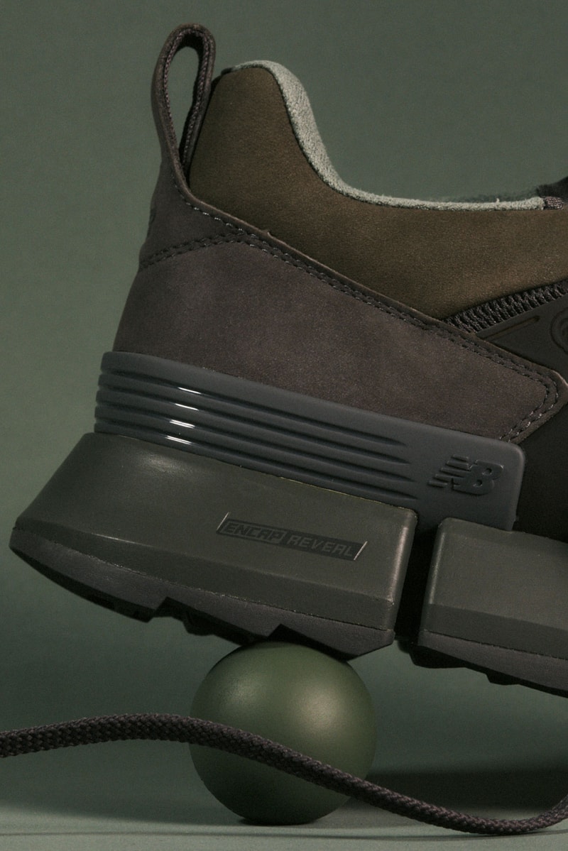 auralee new balance tokyo design studio rc 2 sneakers collaboration olive green kicks sneakerhead footwear shoes heel