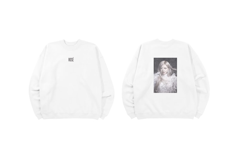 blackpink rose merch r solo project on the ground gone crewneck sweater white front back