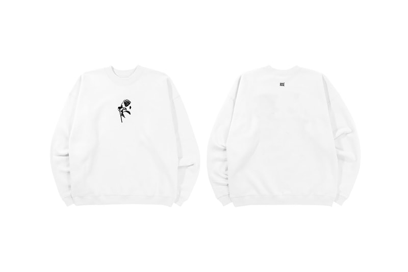 blackpink rose merch r solo project on the ground gone crewneck sweater white front back