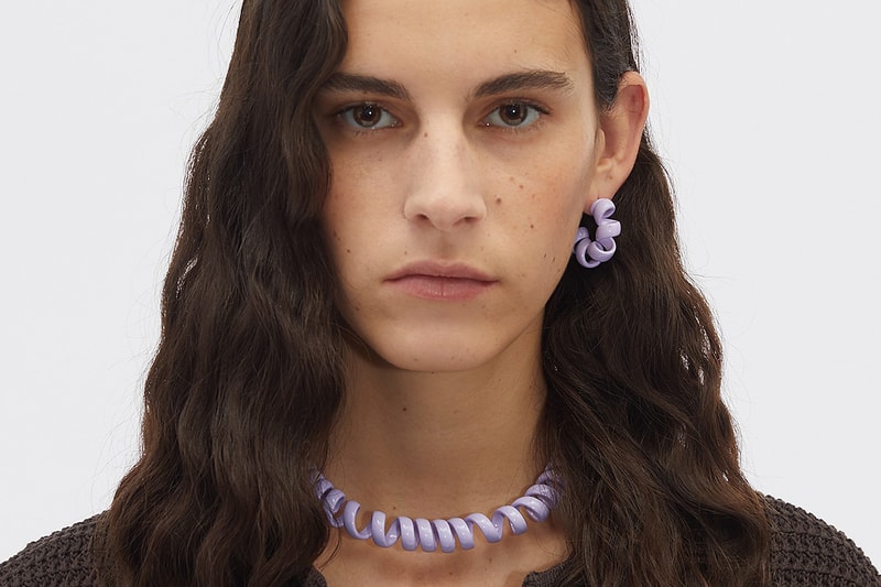 Bottega Veneta Phone Cord Coiled Necklace Purple