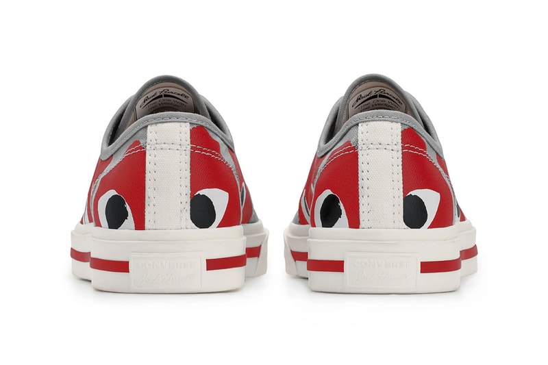 comme des garcons cdg play converse jack purcell sneakers collaboration red gray white footwear sneakerhead shoes kicks heel